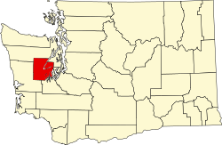 Map of Washington highlighting Mason County